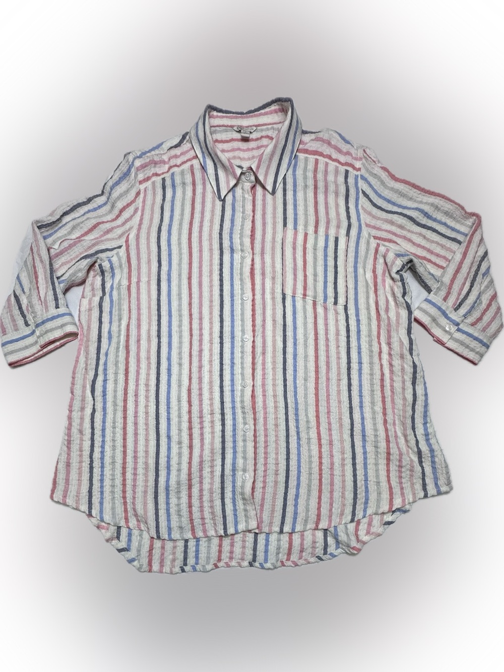 Cato Women’s Striped Top in Pink, Navy & Cream